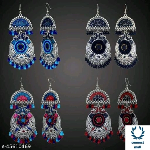 MINAKARI EARRING HIGH QUALITY - Adjustable, Blue,Pink,Black,Maroon, 4